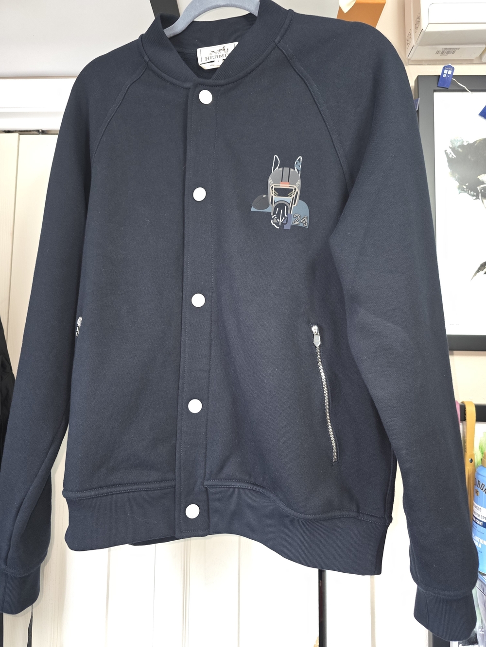 Hermes Black Bomber Jacket with Super H Design
